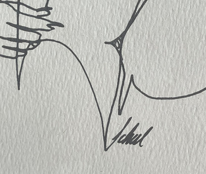Nude Sexy Sultry Ladies Mod 1960s 1970s Era Pen & Ink Original Art Line Drawing3