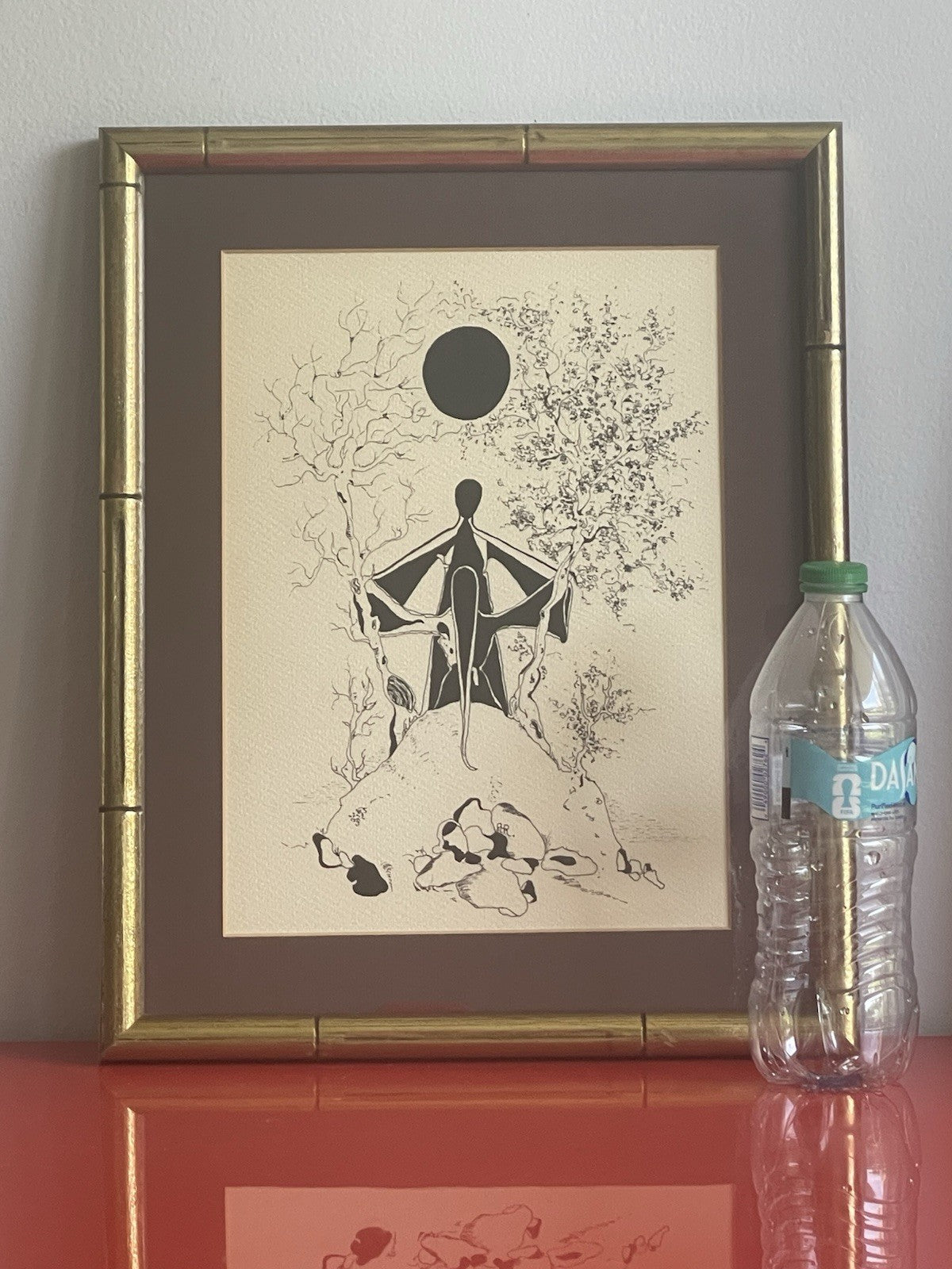 1970s Era Pen & Ink Drawing Minimalist Art Modernism 12” x 15” Framed Surrealist2