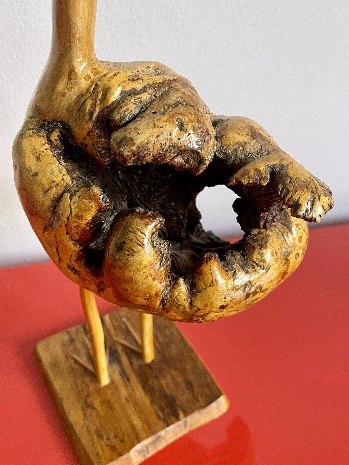 Folk Art 12” Burl Wood Sea Bird Sculpture Carved Organic Rustic Vintage Seagull4
