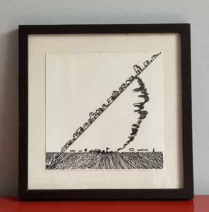 1976 JOE ZUCKER MoMA Rubber Stamp Portfolio Fine Art Print 12” Square Framed0