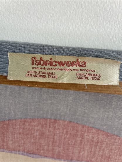 1970s FABRICWERKS Texas Retro Canvas Graphic Art Wall Hanging Pair 16” Square4