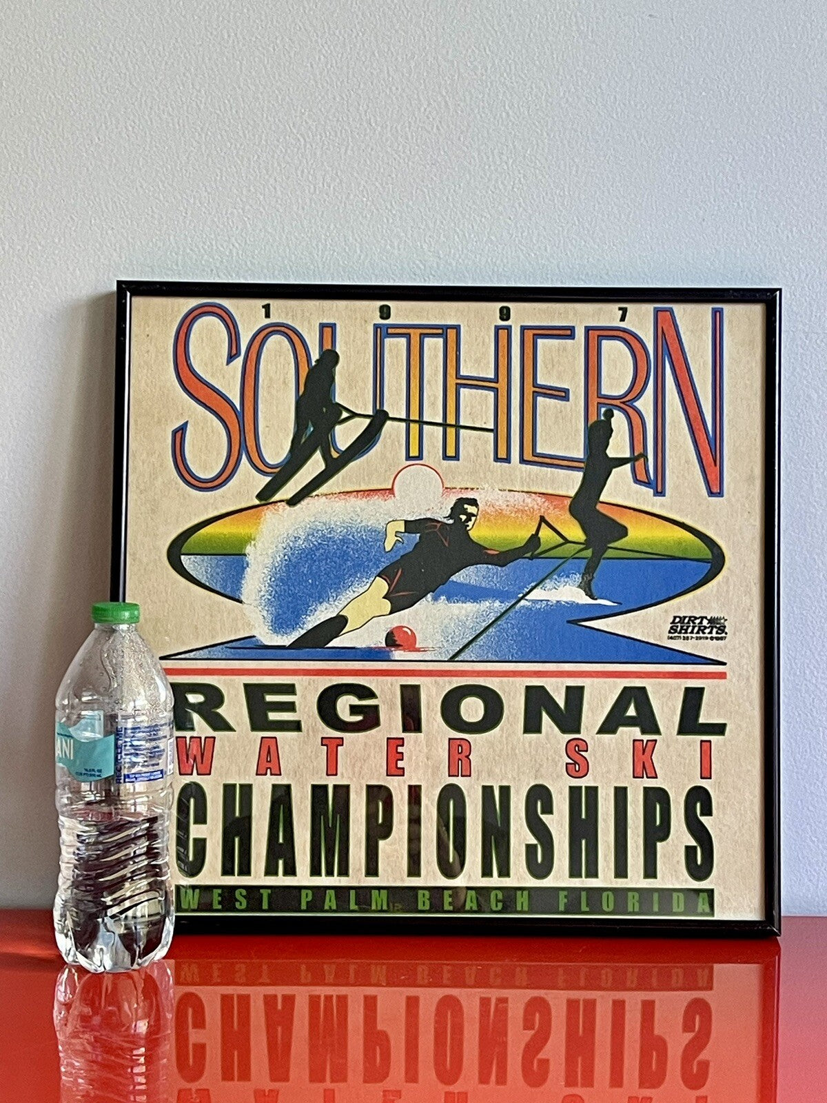 1987 FL Water Ski Championships Framed Art Print Retro T-Shirt Design Framed 20”4
