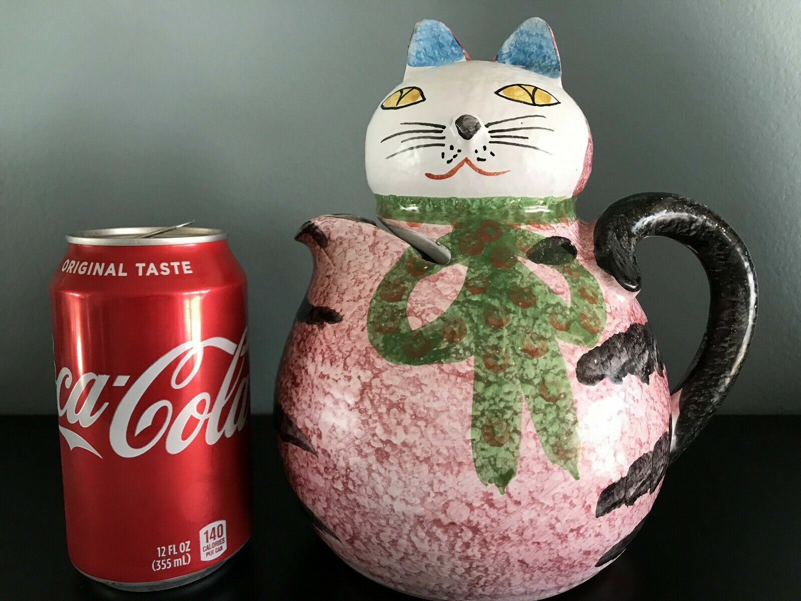 Mod Cat Ceramic Pitcher Handpainted MCM Italy 1960s 1970s Raymor Bitossi Vibes2