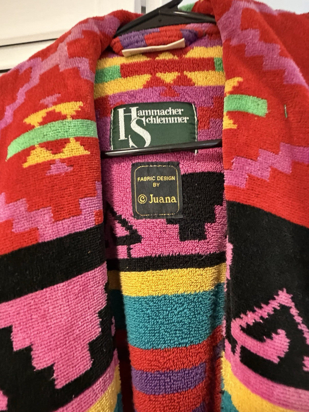 80s 90s Deadstock Hammacher Schlemmer Retro Graphic Cotton Terry Robe Bathrobe3