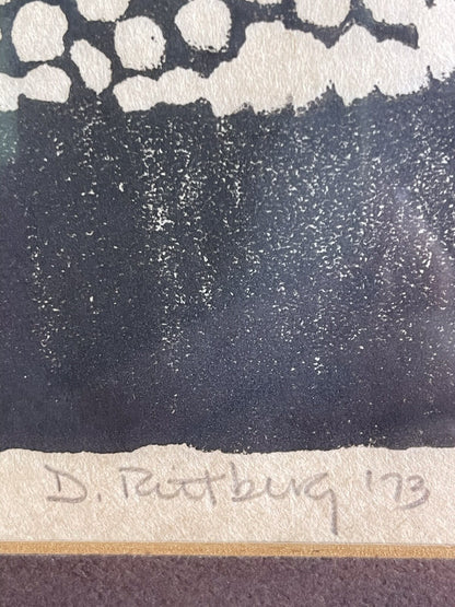 Signed Woodblock Print Modernist Urban 1973 Etching Engraving Retro Rittberg4