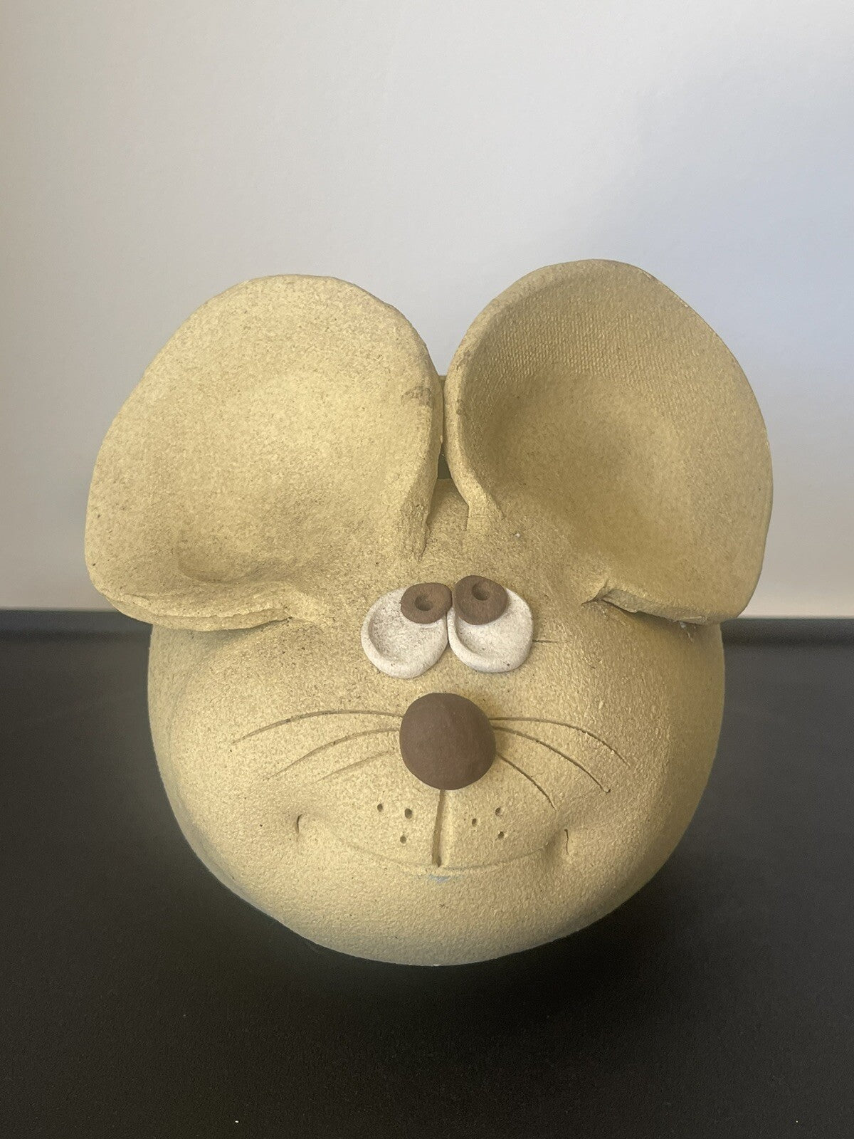 Vintage Kitsch Adorable Mouse Planter Cache Pot Ceramic 1960s 1970s Unmarked EUC0