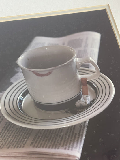 Orig Art Photography Still Life Realism Coffee Cigarette Newspaper Vintage Diner2