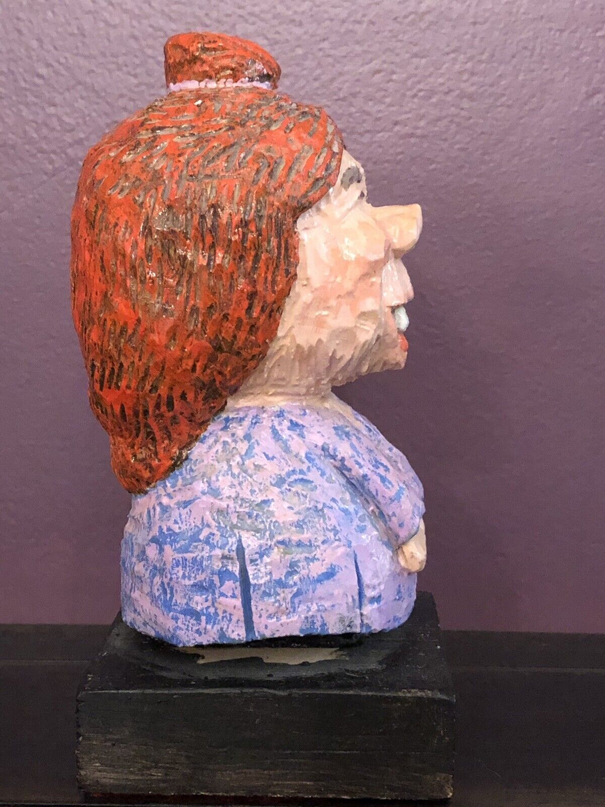Outsider Art Carved Wood Sculpture UNIQUE Whimsical Bucktooth Caricature 8”2