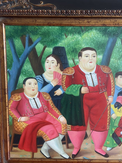 After Fernando Botero “Lefty & Gang” Ornately Framed Iconic Canvas Reproduction2