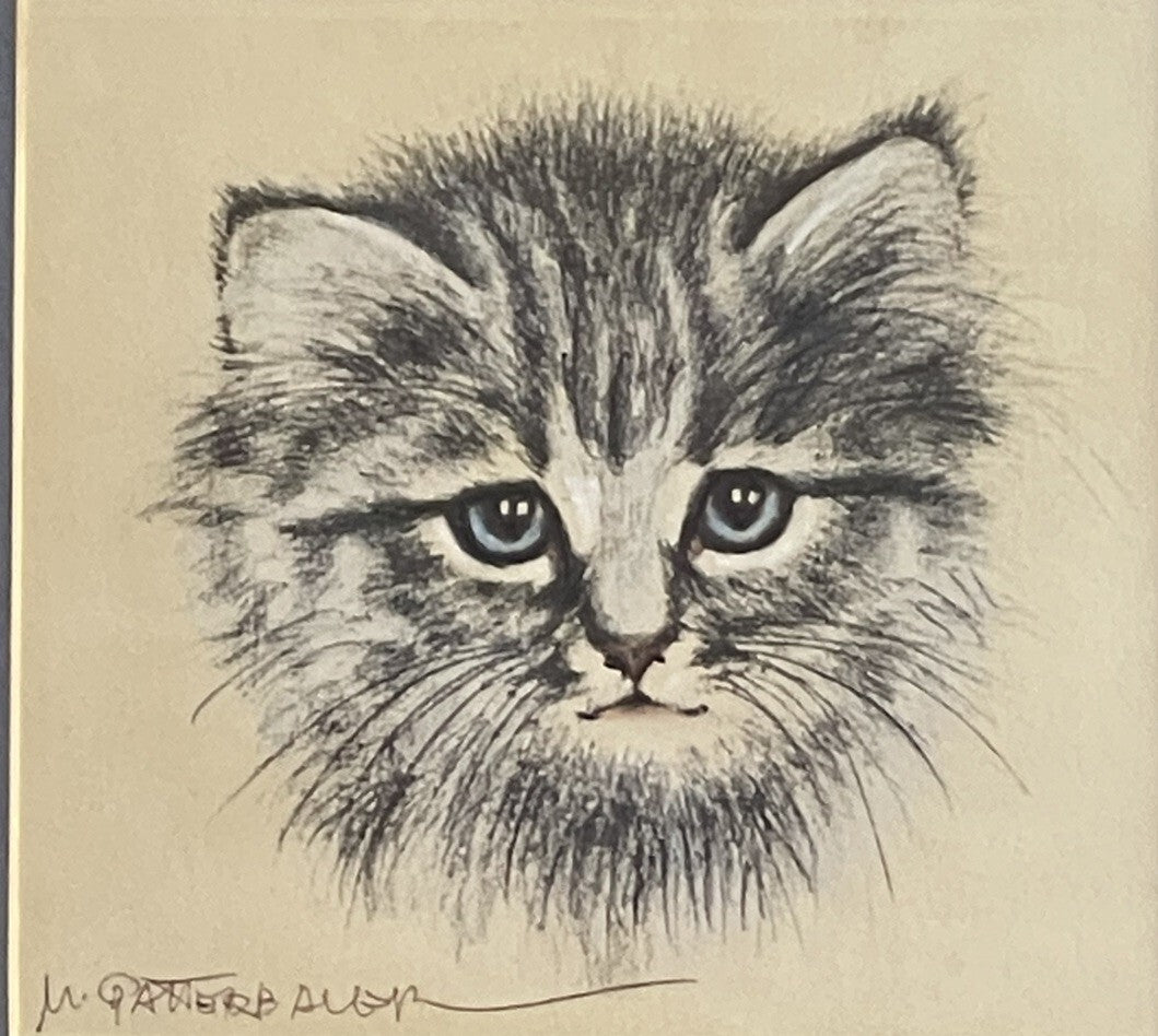 OOAK Cat Kitten Hand-Colored Pastel Lithograph Art Signed Gatterbauer Framed #20