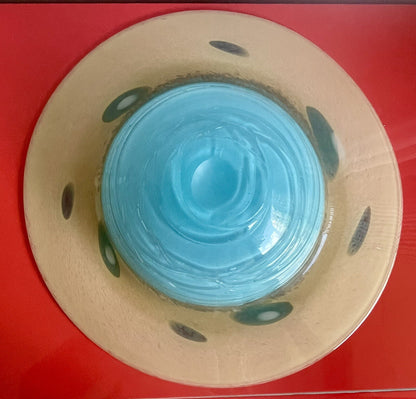 Vintage Venetian Murano Art Glass Centerpiece Bowl 17” Diameter FL Estate Find2