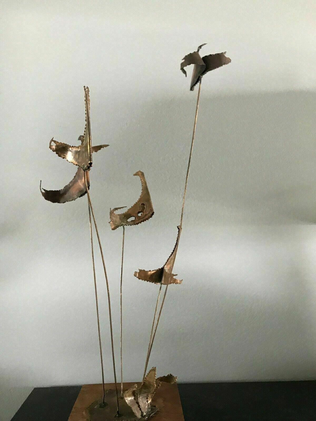 17” Kinetic Sculpture Jere Style 60s 70s BIRDS MCM ABSTRACT Brutalist Postmodern2