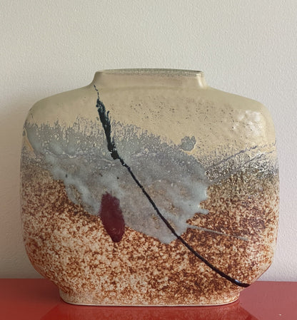 John Shedd 12” Studio Art Pottery Ceramic Vase 70s 80s Abstract Modernist Glaze1