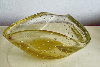 Bullicante 60s 70s Murano Italy Art Glass Controlled Bubble Trinket Dish 6” Mod1