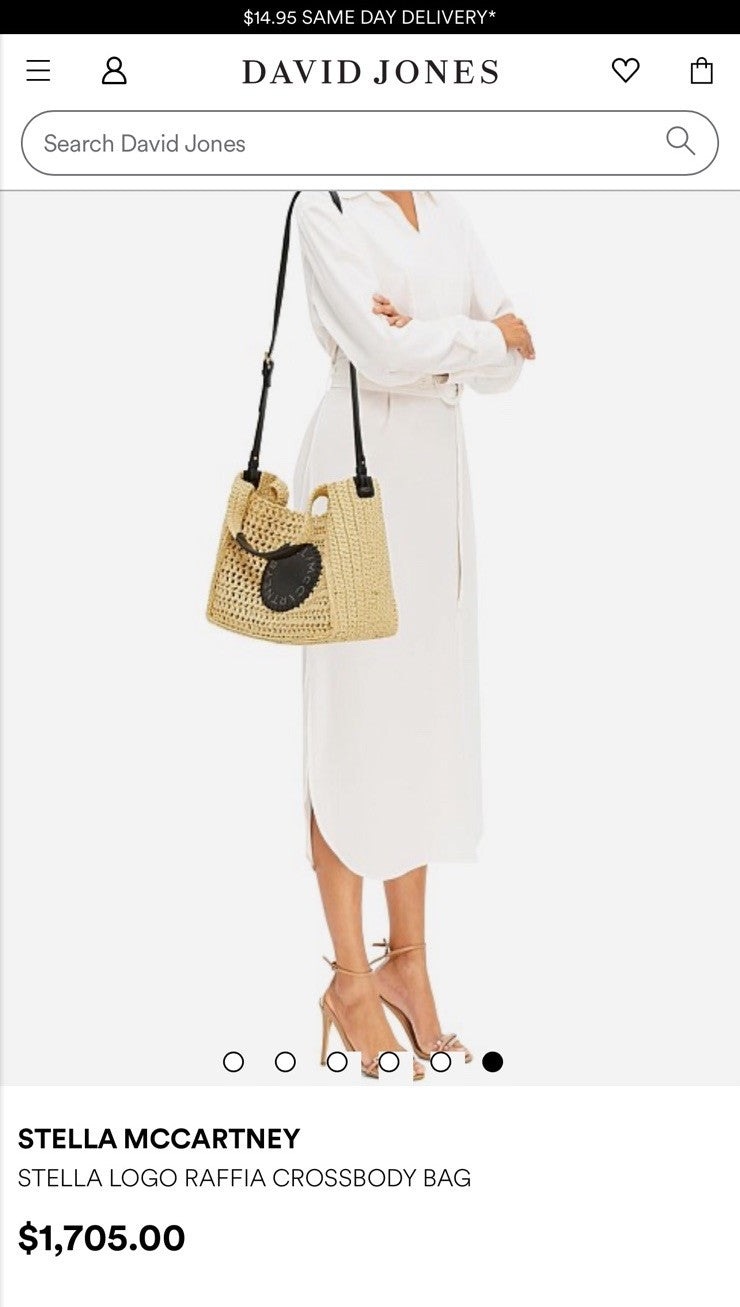 STELLA MCCARTNEY Woven Raffia Logo Tote Bag w/ Crossbody Strap Italy $1250 MSRP13