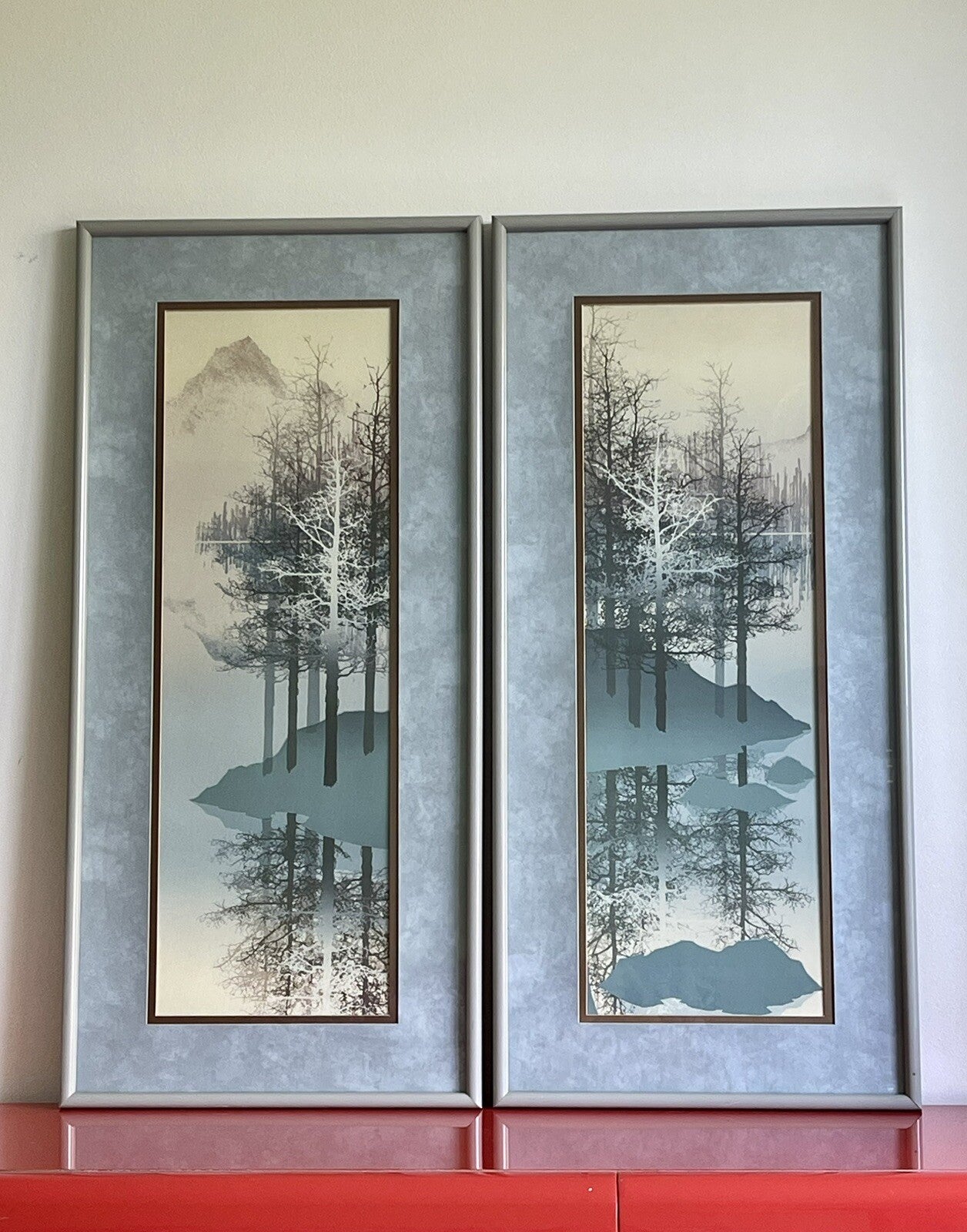 James Hagen 1970s Modernist TREE Serigraph Diptych Fine Art Prints Funky Cottage1