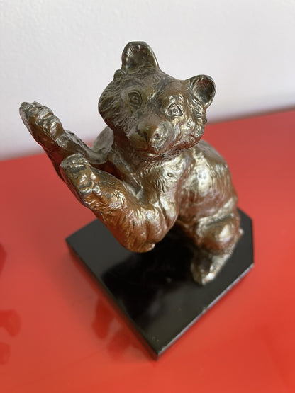 Vintage Frolicking Bear Bookends Louis Albert Carvin (?) Art Deco Marble Base6