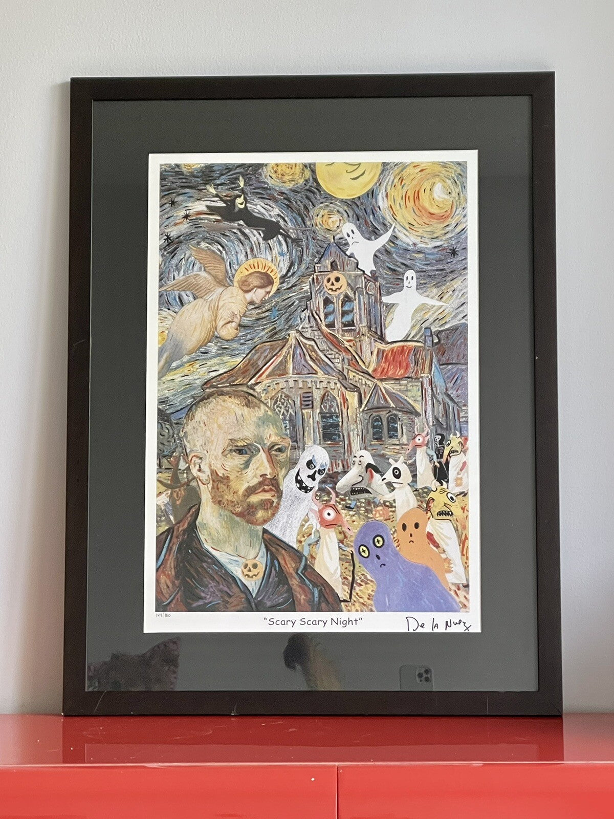Nelson De La Nuez "Scary Scary Night” Van Gogh Spoof Halloween Signed Lithograph1