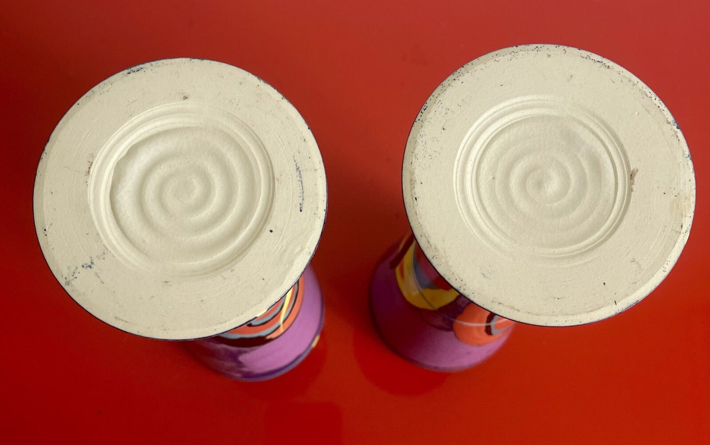 Vase Vessel Pair Postmodern Memphis Pop Art 90s Signed Studio Pottery Ceramic 7”3