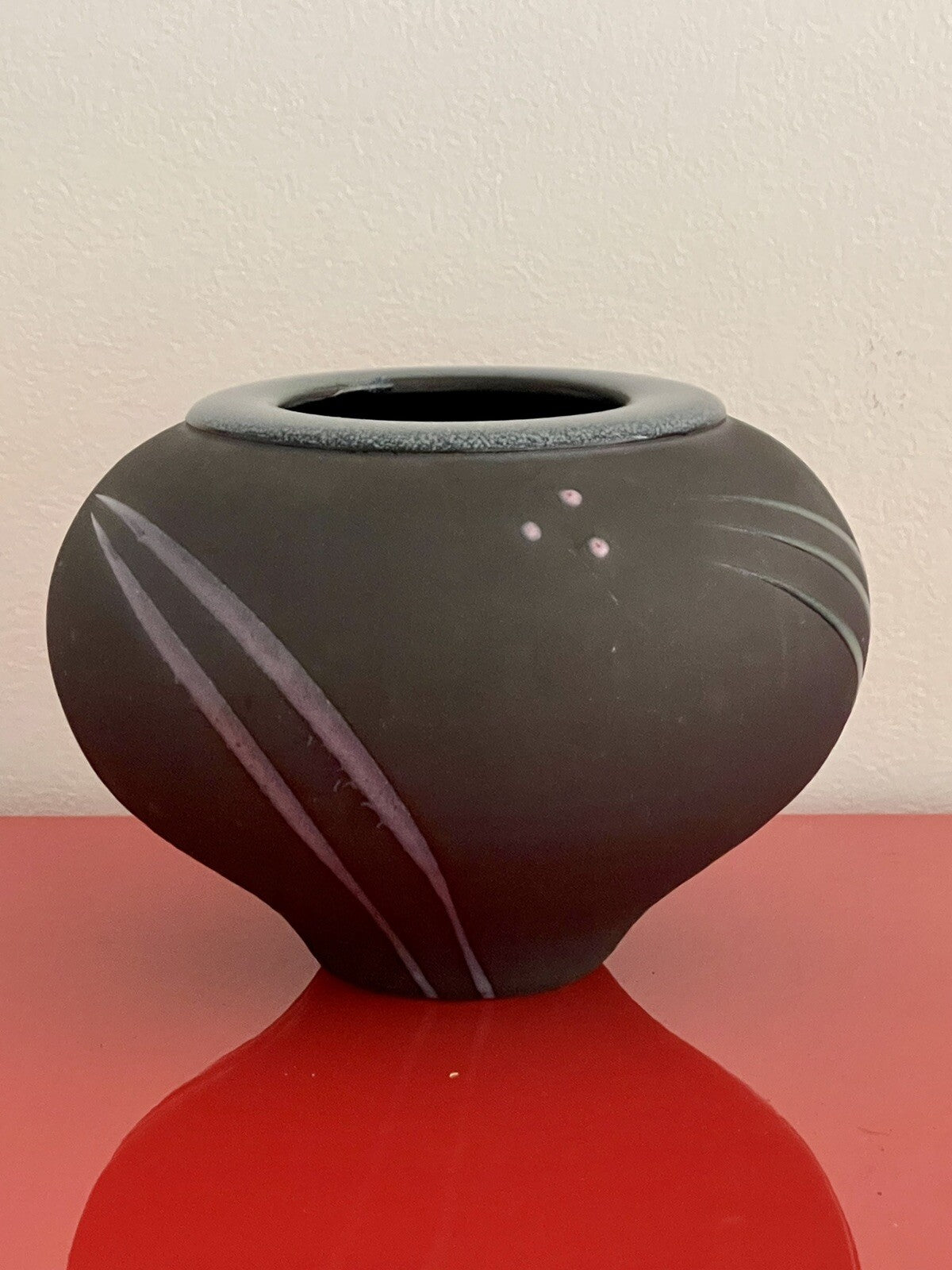 Michael Cho Studio Art Pottery 6” Postmodern Abstract Bulbous Raku Ceramic Vase2