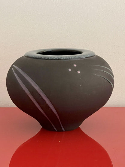 Michael Cho Studio Art Pottery 6” Postmodern Abstract Bulbous Raku Ceramic Vase2