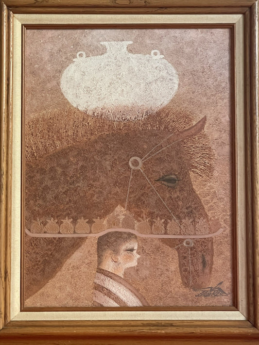 Textured Modernist Canvas Giclee Park Dorn Signed Mario Jung Surrealism Horse0