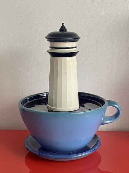 Surrealist 1994 Studio Pottery Sculpture Lighthouse Coffee Cup WHIMSICAL ART1