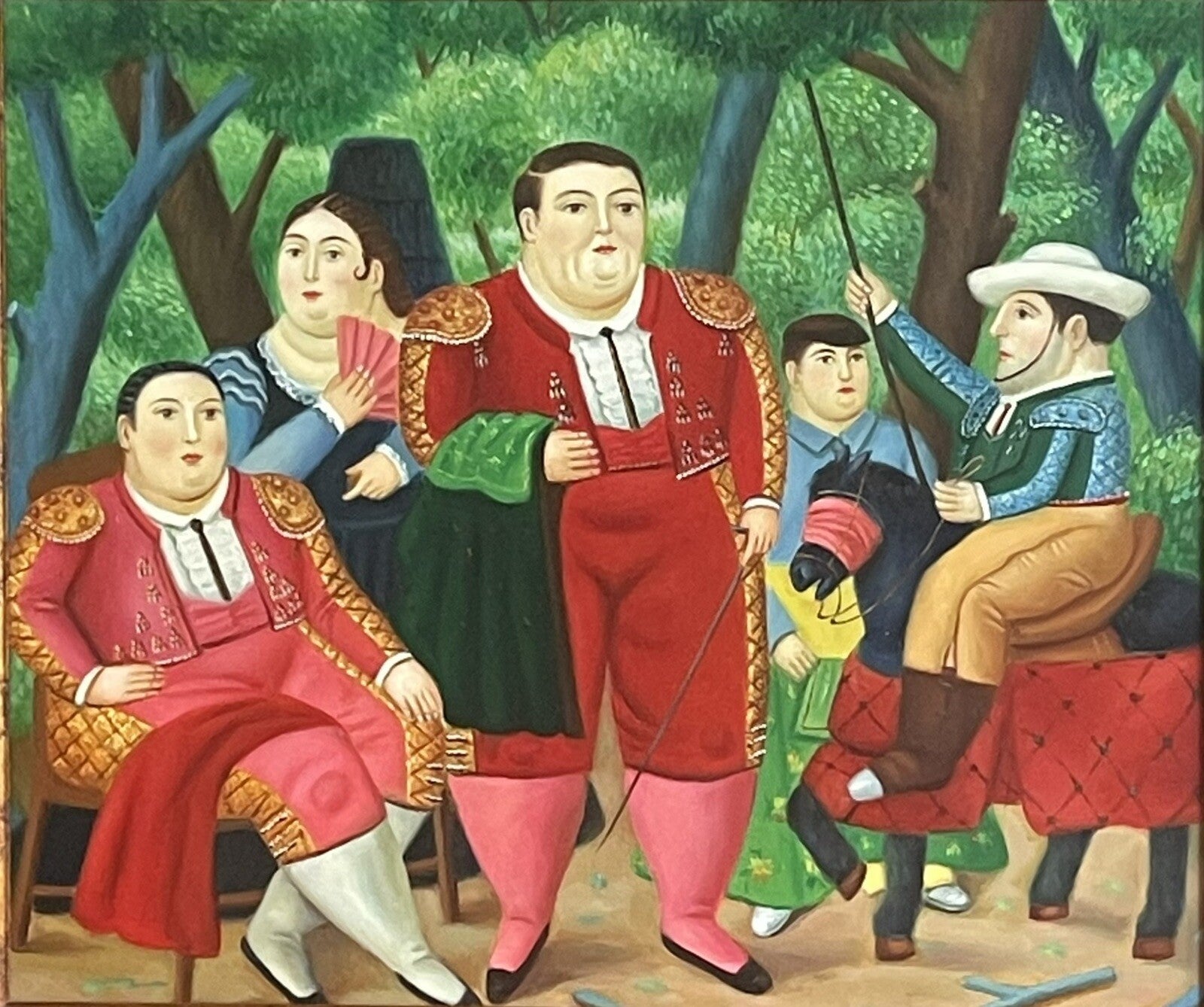 After Fernando Botero “Lefty & Gang” Ornately Framed Iconic Canvas Reproduction1