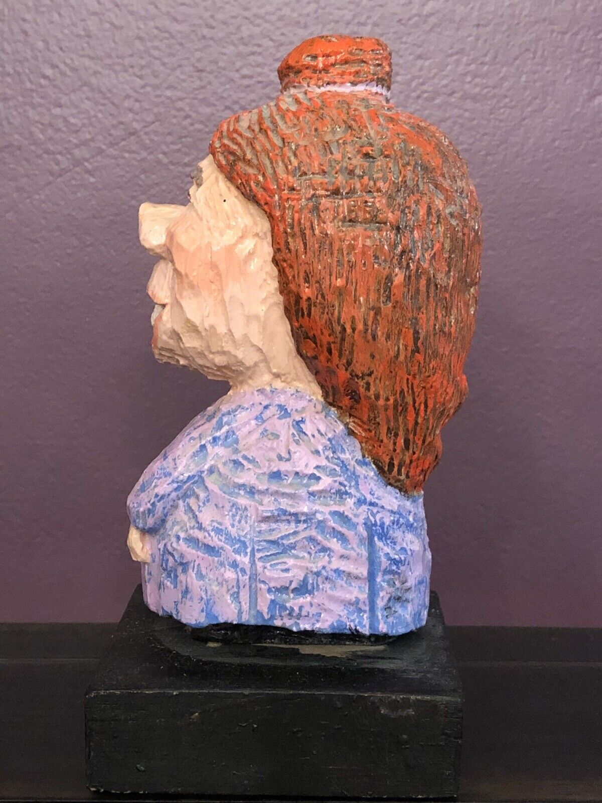 Outsider Art Carved Wood Sculpture UNIQUE Whimsical Bucktooth Caricature 8”3