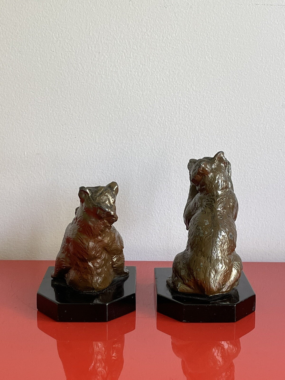 Vintage Frolicking Bear Bookends Louis Albert Carvin (?) Art Deco Marble Base4