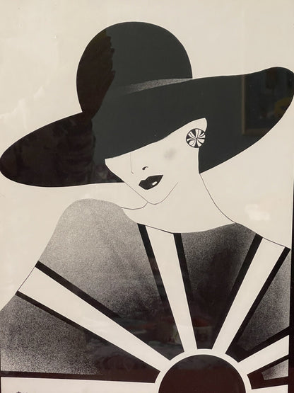 Glam JEANNETTE Signed Vintage Retro Framed Set of 3 Art Deco Prints Mod Nagel9