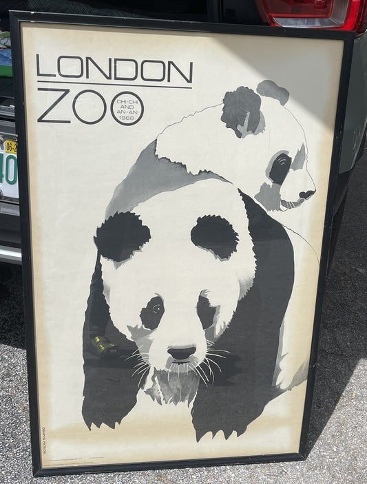 1968 LONDON ZOO Chi-Chi An-An Panda by Roszlav Szaybo Framed Graphic Art Poster0