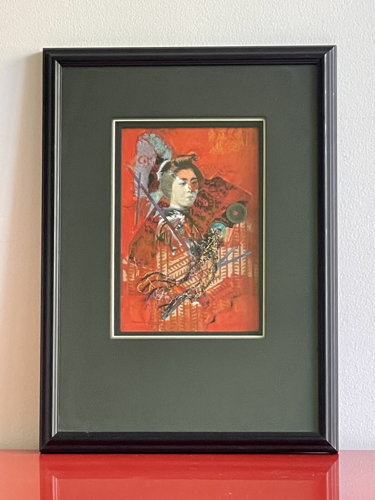 Orig Mixed Media “Eye Of The Tiger” Robin Moore Contemporary Art Female Samurai1
