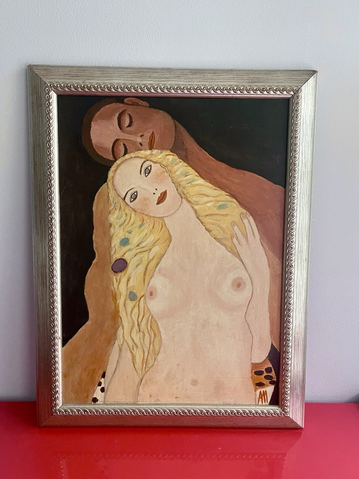 after GUSTAV KLIMT Canvas Art “Falsa D’ Autare” Signed ALFIA MAGRAM Italy OOAK0