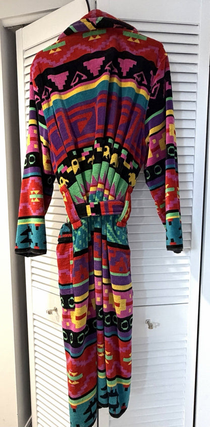 80s 90s Deadstock Hammacher Schlemmer Retro Graphic Cotton Terry Robe Bathrobe2