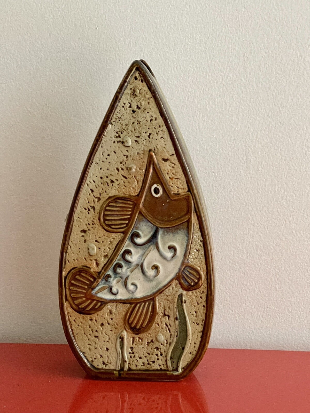 Modernist FISH DESIGN Double Sided 12” Studio Art Pottery Ceramic Vase Denmark?2