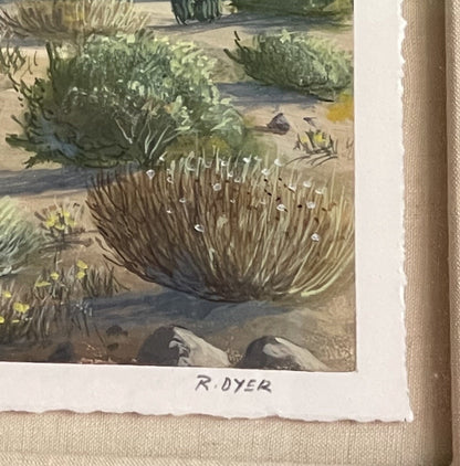 “Distant Peaks” R. DYER Desert Mountain Cactus CALIFORNIA Fine Art Monoprint5