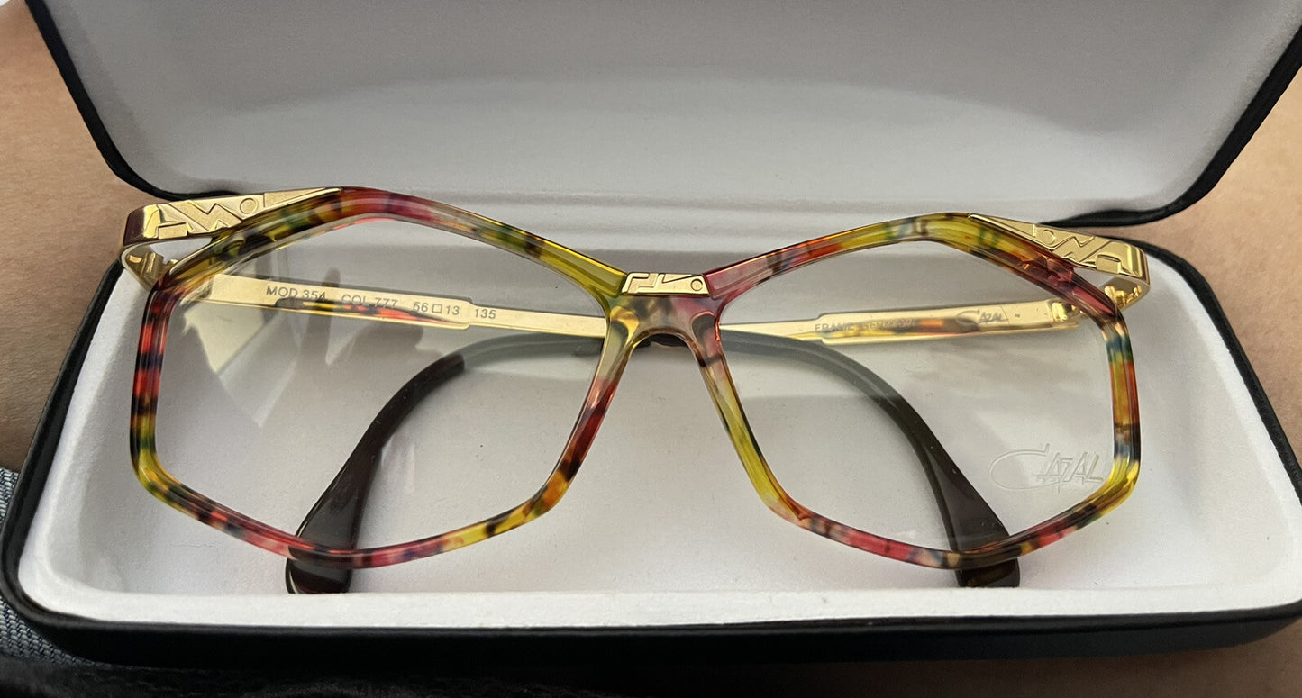 Deadstock CAZAL Vintage 90s Eyeglass Frames Model 354 Amber Red Pink Black No RX0