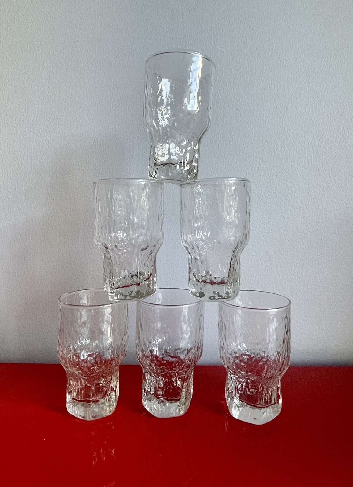 Six (6) Iittala Finland Aslak ICICLE Juice Glasses 4” Tapio Wirkkala Design 70s1