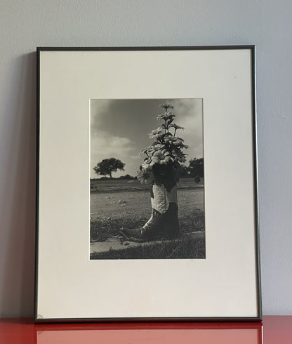 Cowboy Gravestone Cemetery Marker Texas Original Fine Art Photo 1980 B&W Framed1