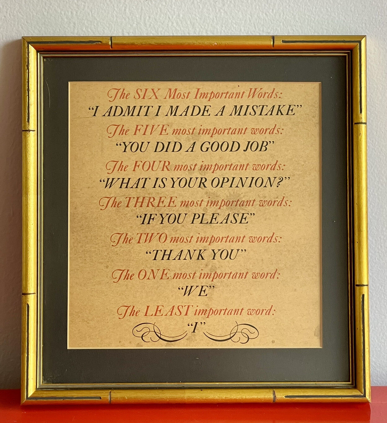 Most Important Words Vintage Retro Framed Graphic Art Business Life Motto Maxim1