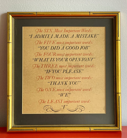 Most Important Words Vintage Retro Framed Graphic Art Business Life Motto Maxim1