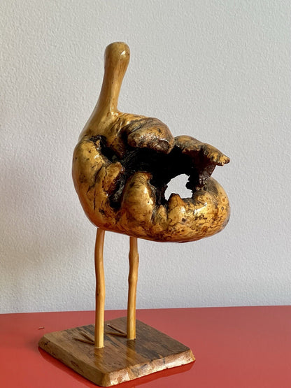 Folk Art 12” Burl Wood Sea Bird Sculpture Carved Organic Rustic Vintage Seagull2