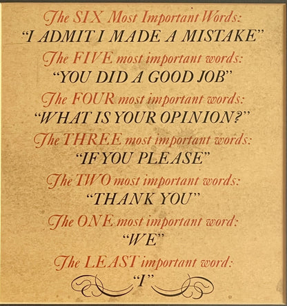 Most Important Words Vintage Retro Framed Graphic Art Business Life Motto Maxim0