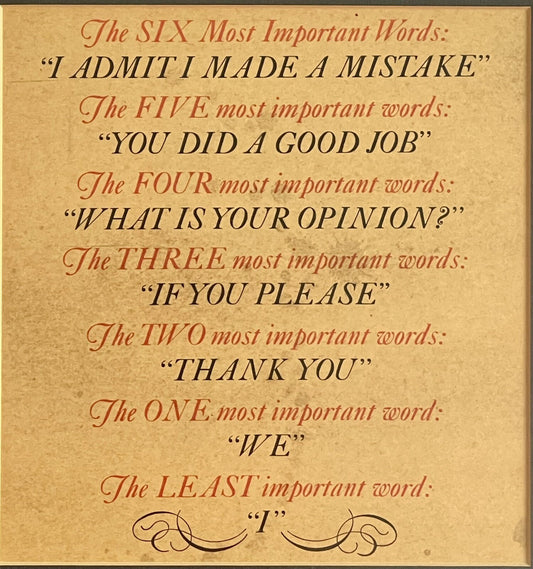 Most Important Words Vintage Retro Framed Graphic Art Business Life Motto Maxim0