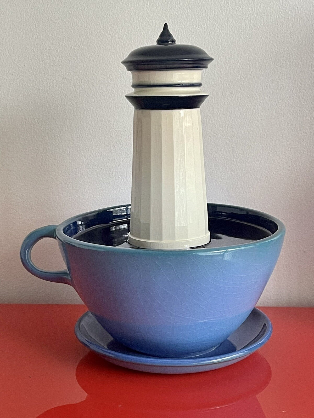 Surrealist 1994 Studio Pottery Sculpture Lighthouse Coffee Cup WHIMSICAL ART3