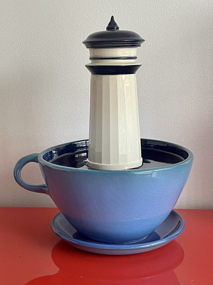 Surrealist 1994 Studio Pottery Sculpture Lighthouse Coffee Cup WHIMSICAL ART3
