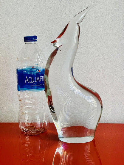 Modernist Crystal Gazelle Deco MCM Midcentury Art Glass 10.5” Tall EUC Heavy!2