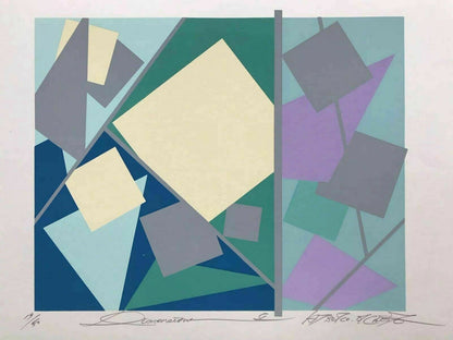 Postmodern Fine Art Serigraph Print Atsuko Okamoto 31" x 21" Geometric Pop Art1