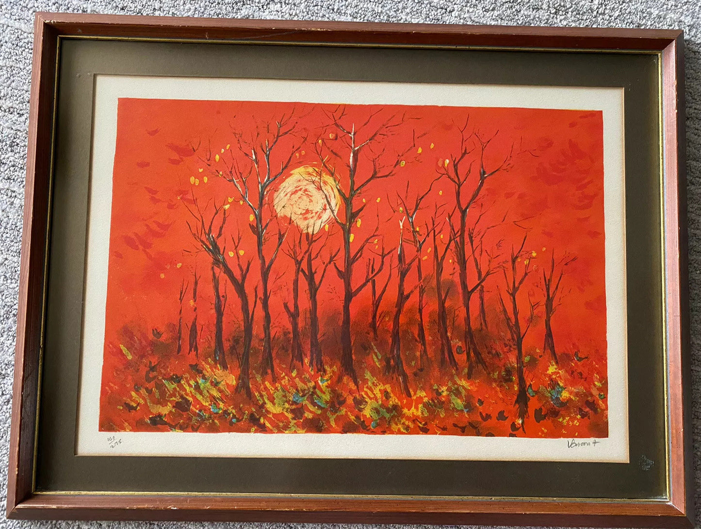 Modernist Lithograph VASANT CHINCHWADCAR India MCM 1960s Abstract Impressionism1